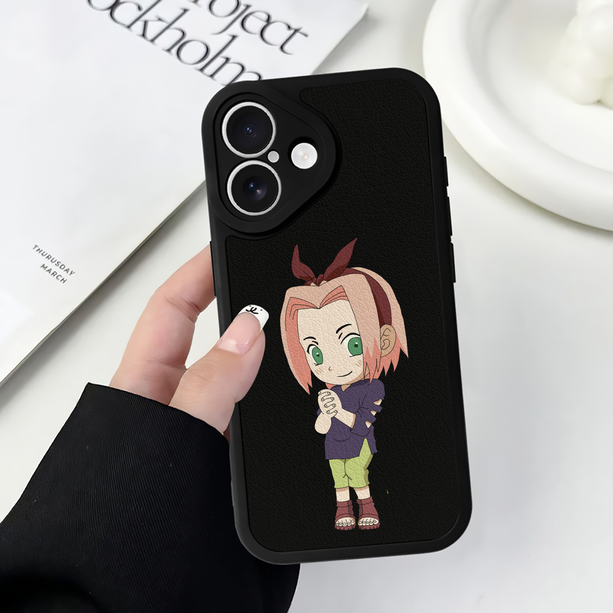 （画像用） NARUTO -ナルト- 春野サクラ Haruno Sakura 【iPhone 16シリーズ対応】シリコンスマホケース（レザー調） 材質：シリコン